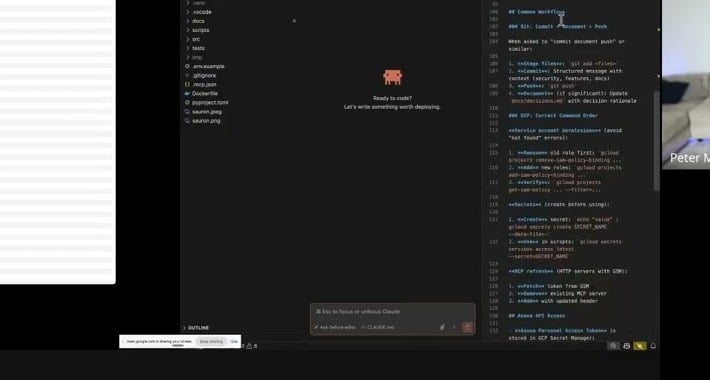Claude Code running in VS Code — a teaching session from Builders Academy